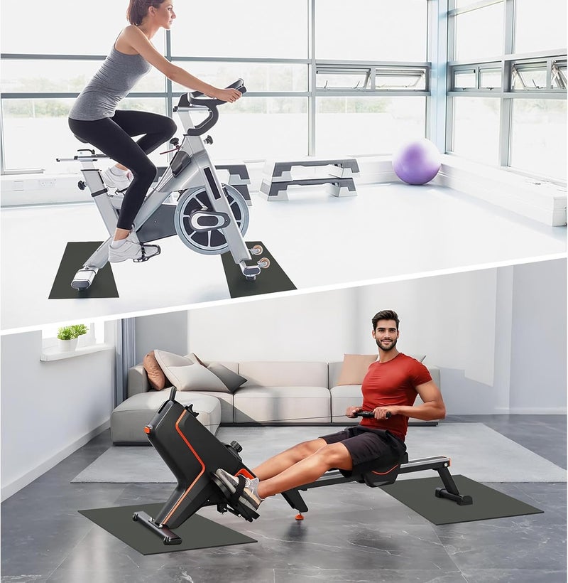 Wiojtry 2PCS Exercise Bike Mat, Non-Slip Exercise Bike Mat for Floor for Rowing Machine and Stationary Spin Bike - Image 4